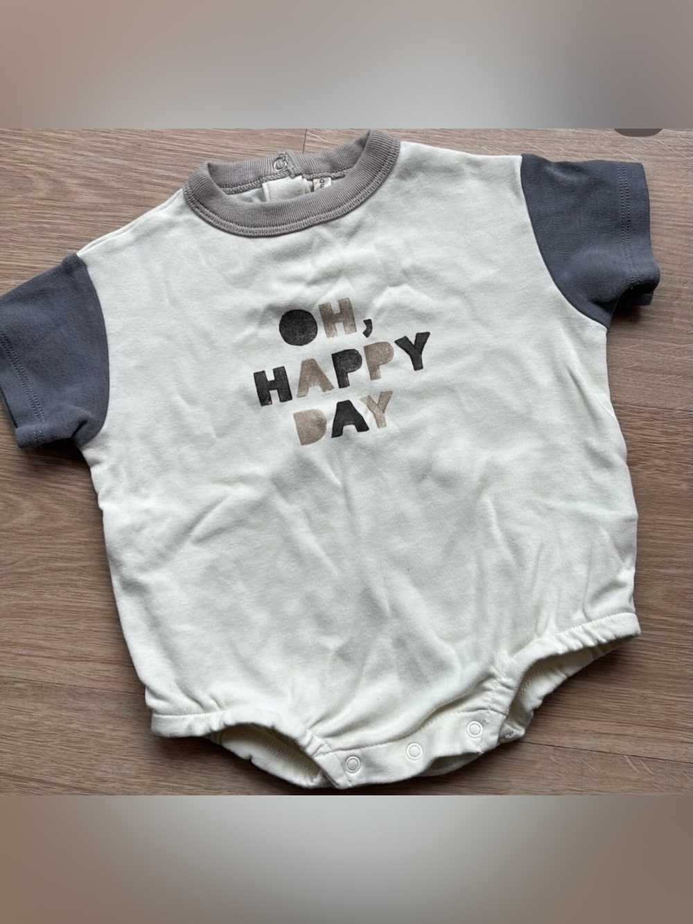 Quincy Mae Cream and Gray "Oh, Happy Day" One-Piece